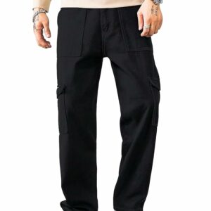 Men black jeans bellbottom 6 poket