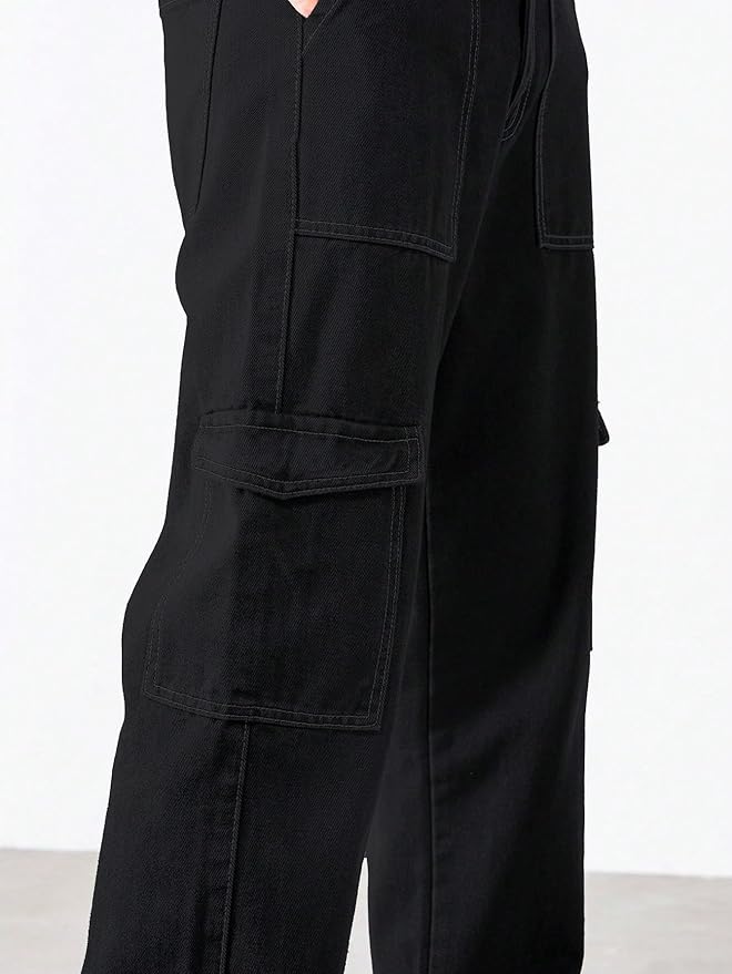 Men black jeans bellbottom 6 poket - Image 3